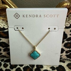 Kendra Scott Gold Necklace with Turquoise Clover Pendant